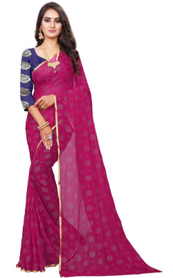 V And V Shop Embellished Daily Wear Chiffon Saree(Pink)