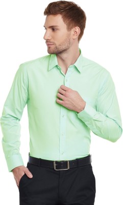 English Navy Men Solid Formal Light Green Shirt