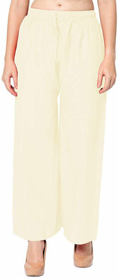 trendzmy Flared Women Cream Trousers