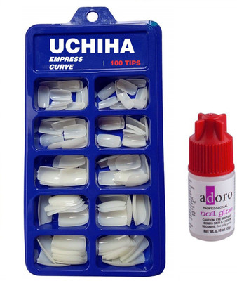 Uchiha Empress Curve Artificial Nails With Glue White(Pack of 100)