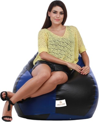 STAR XXL Classic Black and Royal Blue Teardrop Bean Bag  With Bean Filling(Multicolor)