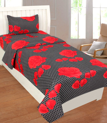 TexTile Furnishers 180 TC Microfiber Single Striped Flat Bedsheet(Pack of 1, Black)