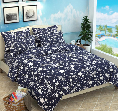 AR STYLE DECOR 180 TC Cotton Double Solid Flat Bedsheet(Pack of 1, Blue)