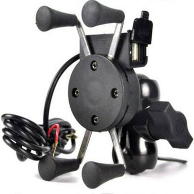 AVIKA Multi-functional mobile holder with USB charger Bike Mobile Holder(Black)