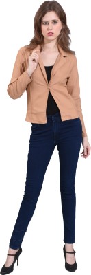 HRIKSHIKA FASHION Solid Single Breasted Casual Women Blazer(Beige)