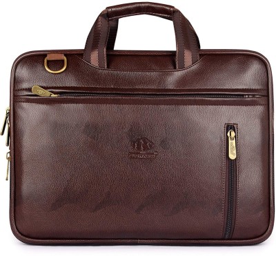 The CLOWNFISH Elegant 15.6 Inch Faux Leather Chocolate Laptop Briefcase(Chocolate Brown) Medium Briefcase - For Men & Women(chocolate brown)