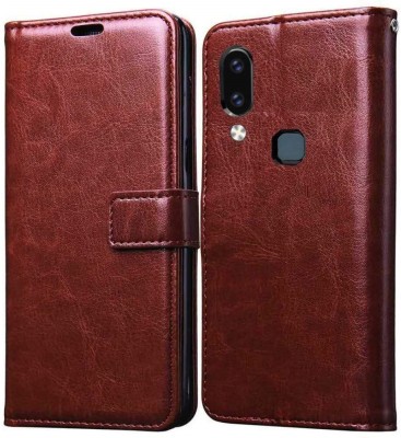 ELEF Wallet Case Cover for Vintage Leather Flip with Wallet and Stand for Vivo Y83 Pro(Brown, Dual Protection, Pack of: 1)