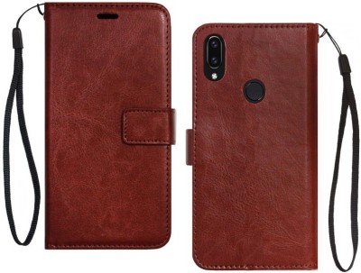 ELEF Wallet Case Cover for Vintage Leather Flip with Wallet and Stand for Xiaomi Redmi Note 7 PRO(Brown, Dual Protection, Pack of: 1)