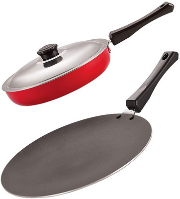 NIRLON Non Stick Cokware Set of 2 Including Concave tawa and Fry pan Non-Stick Coated Cookware Set(Aluminium, 2 - Piece)
