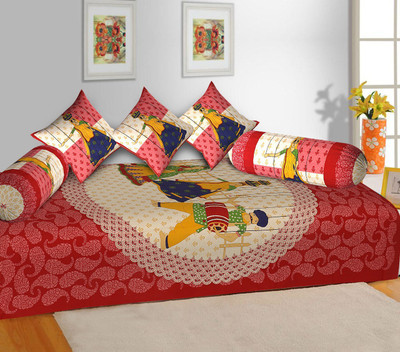 ARAMIDA Cotton Abstract Diwan Set(Multicolor)