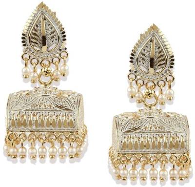 Anika's Creation Classic Designed Gold Plated Enamelled Square Jhumka Earrings For Women And Girls Cubic Zirconia, Beads Alloy Jhumki Earring