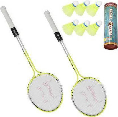 sports trading st Badminton Racket Set Of 2 Piece With 6 Piece Nylon Shuttle Cock Badminton Kit Badminton Kit