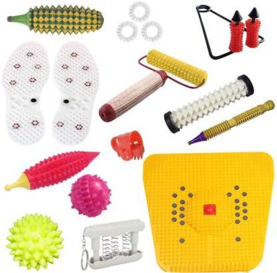 Acufit ACU074 Acupressure Massager Tools Combo Kit with Multipurpose Roller Massager (Pyramidal cuts) + Bio-Magnetic Power Foot Mat (Magneto-Therapy) for Stress and Pain Relief (Natural Care) Acupressure Tool Kit Massager(Multicolor)