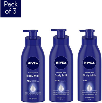 NIVEA Body Milk nourishing lotion (Pack of- 3)(1200 ml)