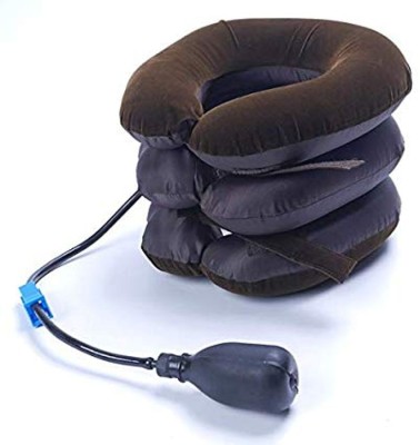ShoppoWorld 3 Layer Inflatable Neck Pillow Device for Cervical Spine Neck Rest Tool Effective and Fast Relief Neck Pain Inflatable Neck Stretcher Collar Device Neck Pillow(Brown)