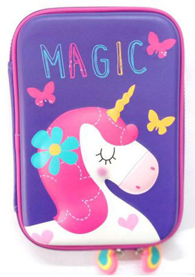 Shreejee Harijee Cartoon Unicorn Art Plastic Pencil Box(Set of 1, Multicolor)