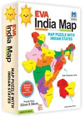 shopviashipping EVA India MAP with new UT's & 12 Pages Information Guide in The Pack(Educational Jigsaw Puzzle Range for Kids )(35 Pieces)