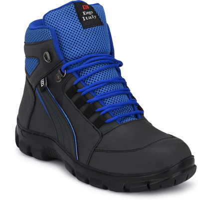Eego Italy Steel Toe Genuine Leather Safety Shoe(Blue, S1, Size 8)