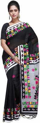 AAHELEE Embroidered, Applique Bollywood Handloom Cotton Blend, Cotton Linen Saree(Multicolor)