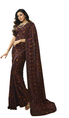 Queenswear Creation Printed, Color Block, Embellished Bollywood Georgette, Chiffon Saree(Purple)