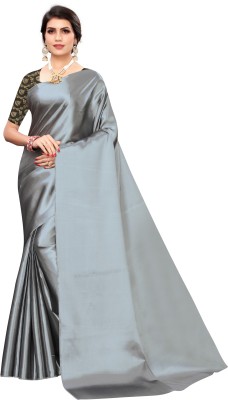 Priyashi Solid/Plain Banarasi Net Saree(Grey)