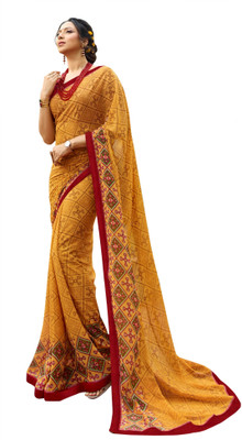 Queenswear Creation Printed, Embellished, Solid/Plain Bollywood Georgette Saree(Multicolor)