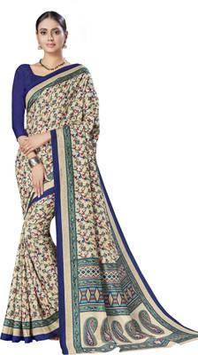 Novus Knitting Printed Daily Wear Art Silk Saree(Beige)