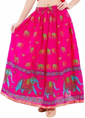 GULKANDI Printed Women Regular Pink Skirt