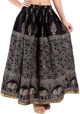 Krishika Printed Women Regular Black Skirt