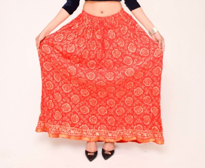 GULKANDI Printed Women Regular Red Skirt