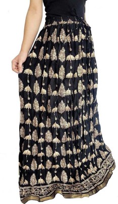 Krishika Printed Women Flared Black Skirt