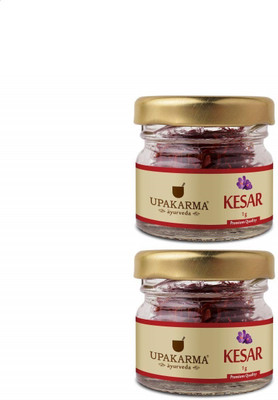 UPAKARMA Certified Natural, Pure and Organic Finest A++ Grade Saffron /Kashmiri kesar 1 Gram (pack of 2)(2 x 1 g)