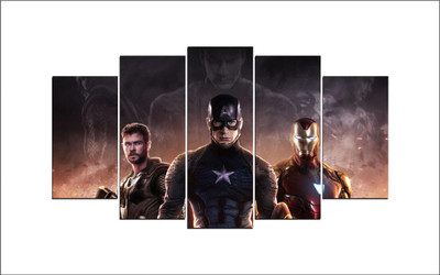 DivineDesigns 48 cm Captain Iron & Thor Pieces Sticker (Size :- 92 X 48 cm) Self Adhesive Sticker(Pack of 1)