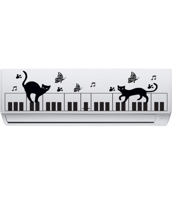 RANGOLI 60 cm Air Conditioner Cat With Piano Sticker Self Adhesive Sticker(Pack of 1)