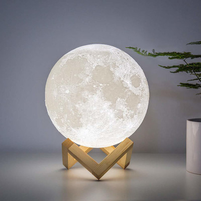 Stysol 3D Printing Moonlight Lamp Moon Shaped Light Night Lamps Night Lamp(12 cm, White)