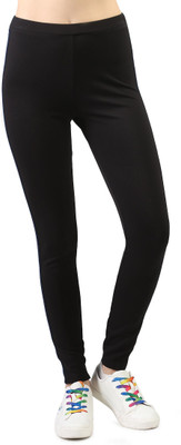 London Rag Solid Women Black Tights