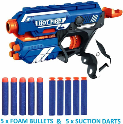 kiyan enterprise Blaze Storm Soft Bullet Gun Shooting Gun Toys with 5 Foam Bullets & 5 Suction Dart Bullets (Blaze Storm 5 PIS) (5 Bullet Gun) Guns & Darts(Multicolor)
