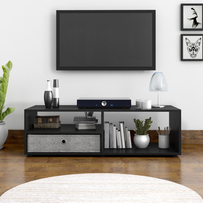 Flipkart Perfect Homes Studio Engineered Wood TV Entertainment Unit(Finish Color - Black)