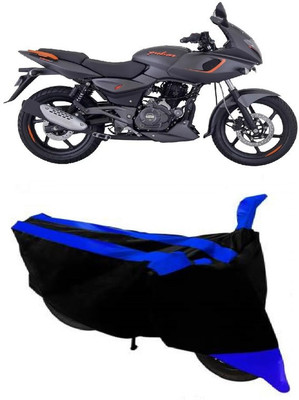 MELVIS Two Wheeler Cover for Bajaj(Pulsar 180 DTS-i, Black, Blue)