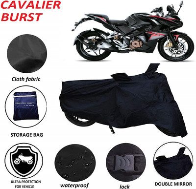 Cavalier Burst Two Wheeler Cover for Bajaj(Pulsar RS 200, Black)