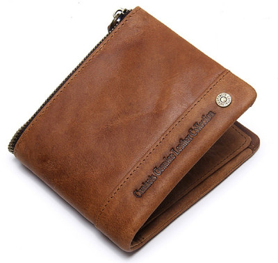 CONTACTS Men Tan Genuine Leather Wallet(8 Card Slots)
