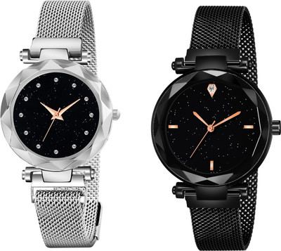 Talgo TG-Geneva 12 Diamond_SL_4 Figer_BK_Magnet Analog Watch  - For Women