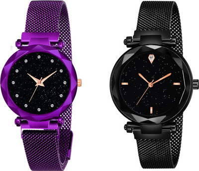 Talgo TG-Geneva 12 Diamond_PL_4 Figer_BK_Magnet Analog Watch  - For Women