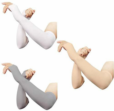 PinKit Nylon Arm Sleeve For Men & Women(Free, White, Grey, Beige)
