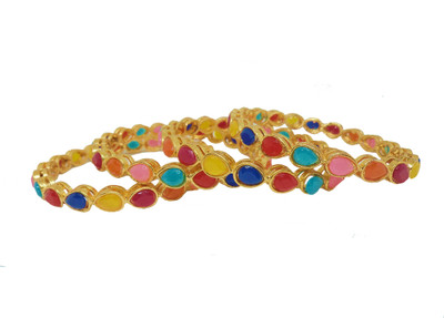 JSD Alloy Gold-plated Bangle Set(Pack of 2)