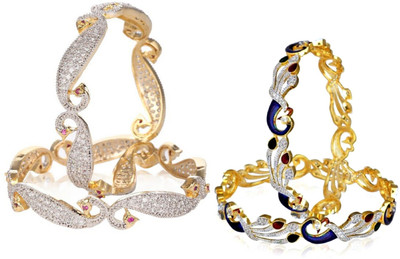 JSD Alloy Gold-plated Bangle Set(Pack of 4)