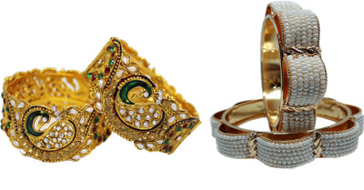 JSD Alloy Gold-plated Bangle Set(Pack of 10)