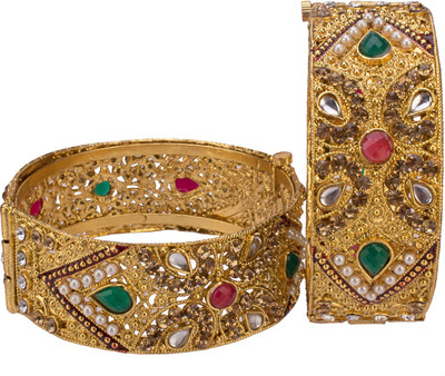 JSD Alloy Gold-plated Bangle Set(Pack of 2)