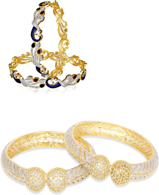 JSD Alloy Gold-plated Bangle Set(Pack of 4)