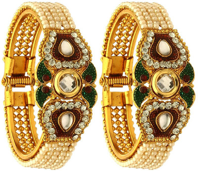 JSD Alloy Gold-plated Bangle Set(Pack of 2)